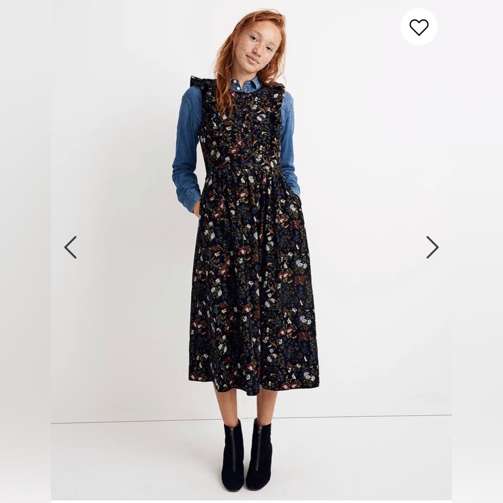 Madewell Black Floral Midi Dress